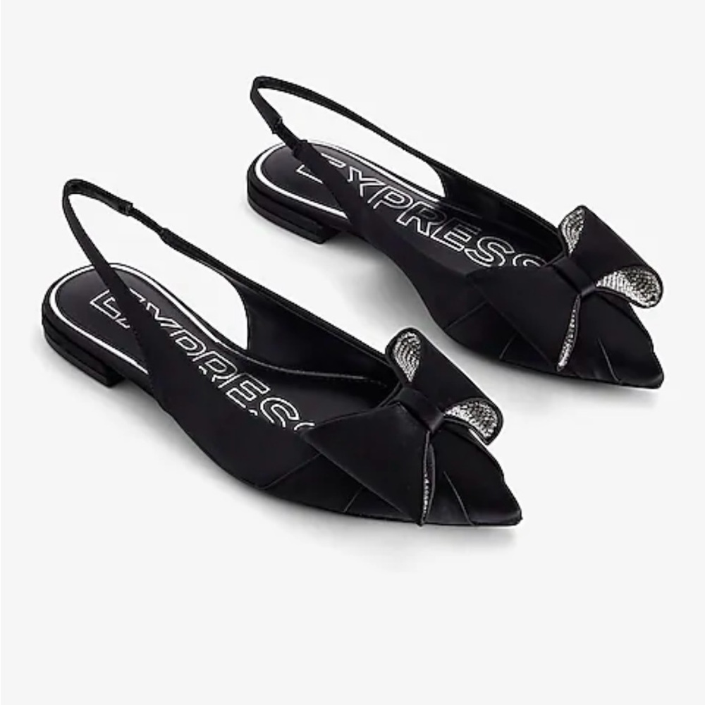 Express Black Slingback Heels with Bow Detail NWT size 10 - Picture 2 of 5